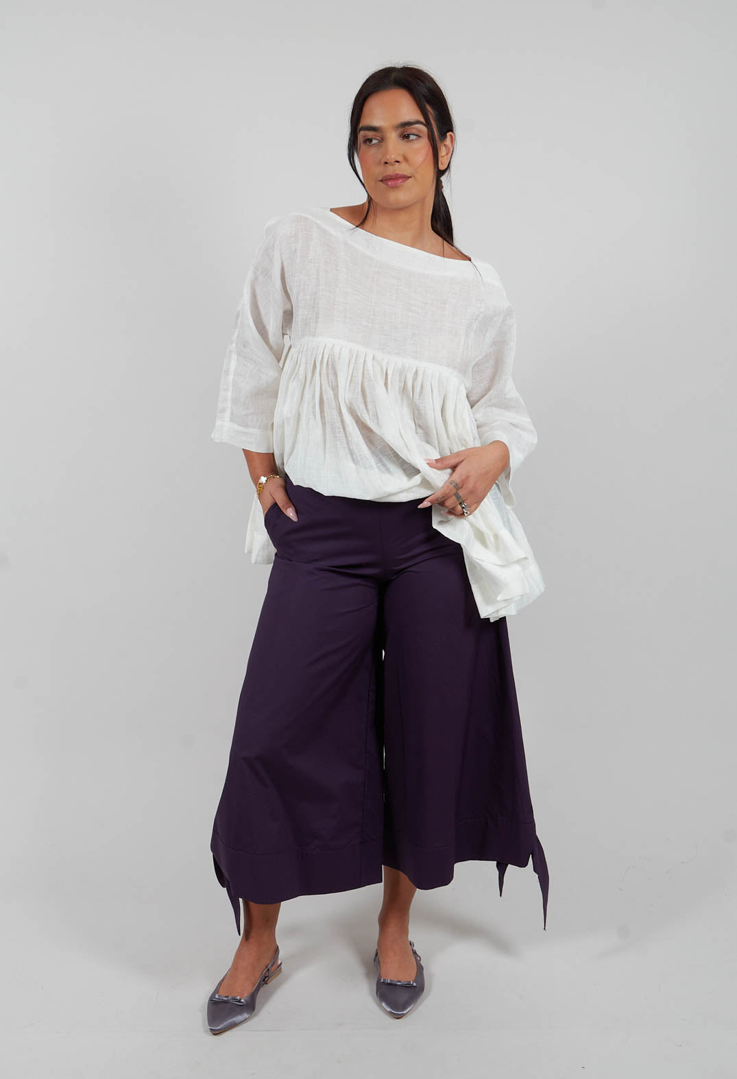 Tie Bottom Trouser in Mauve