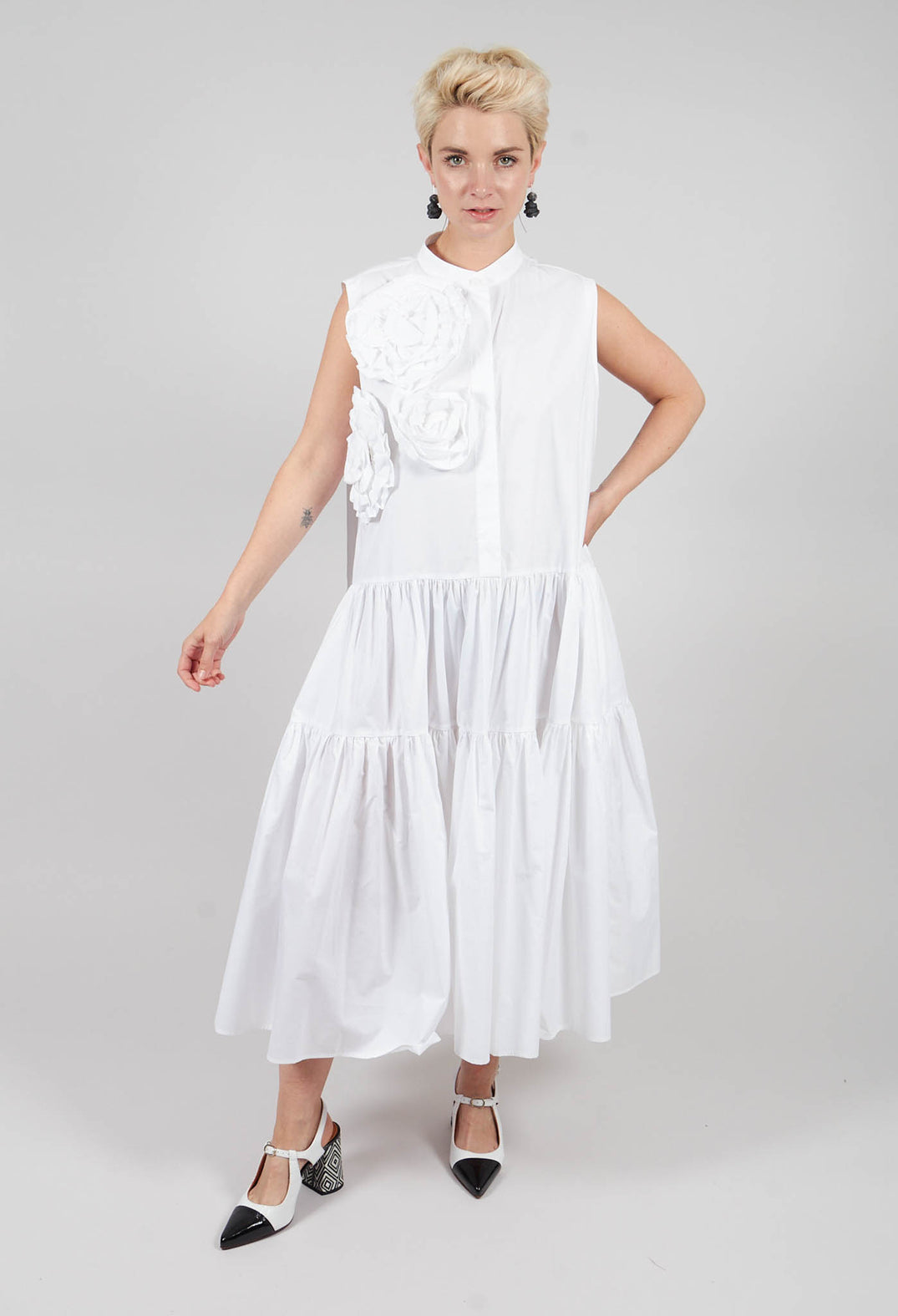 Tiered Dress in Off White