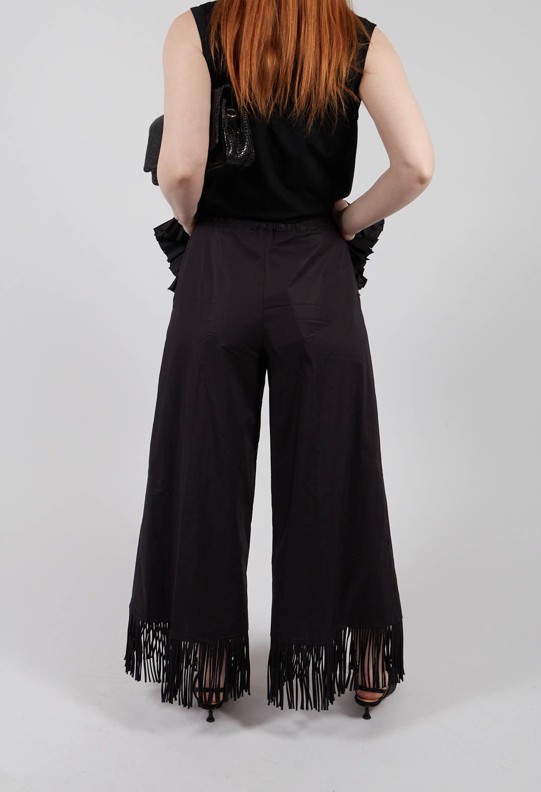 Fringed Trouser in Nero