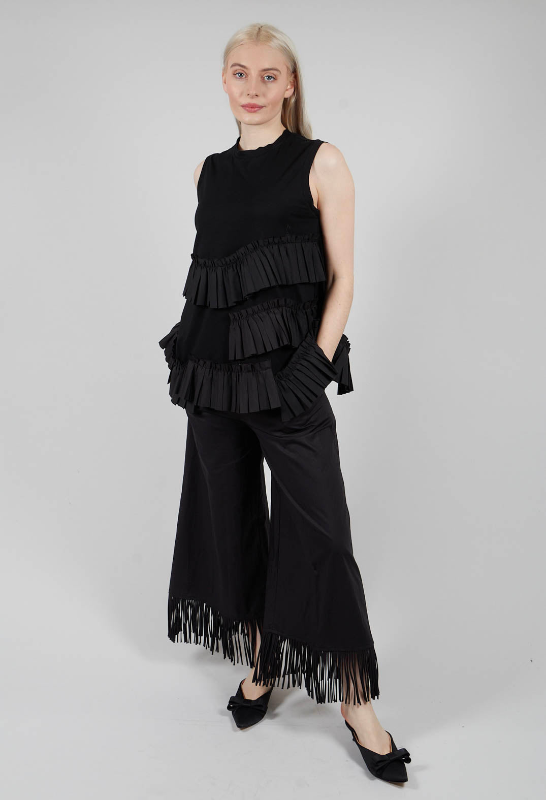 Fringed Trouser in Nero