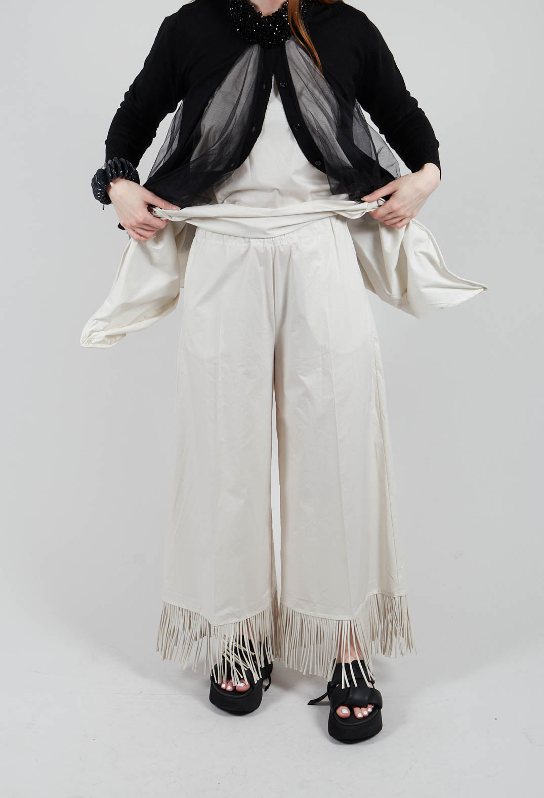 Fringed Trouser in Oyster