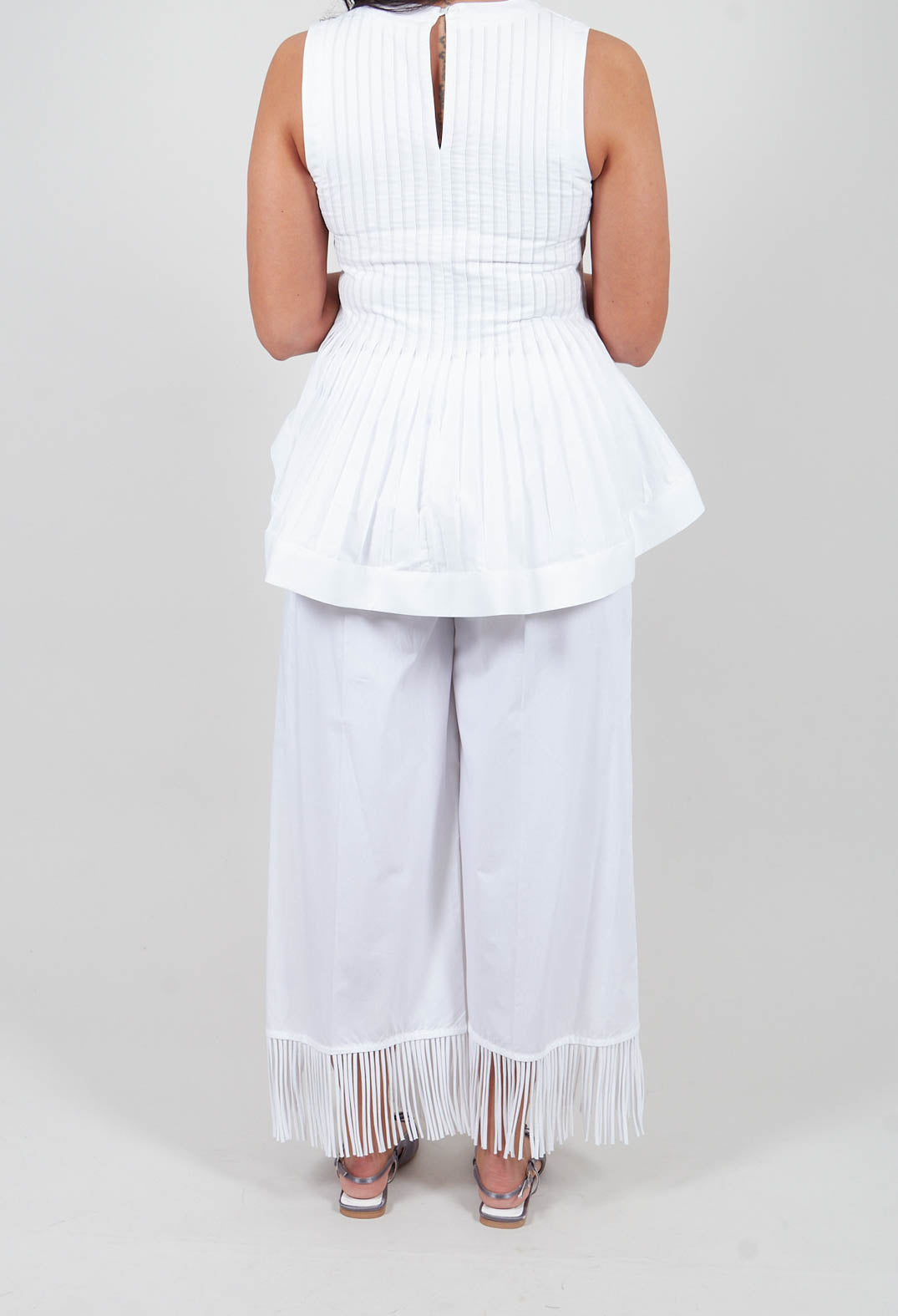 Fringed Trouser in Off White
