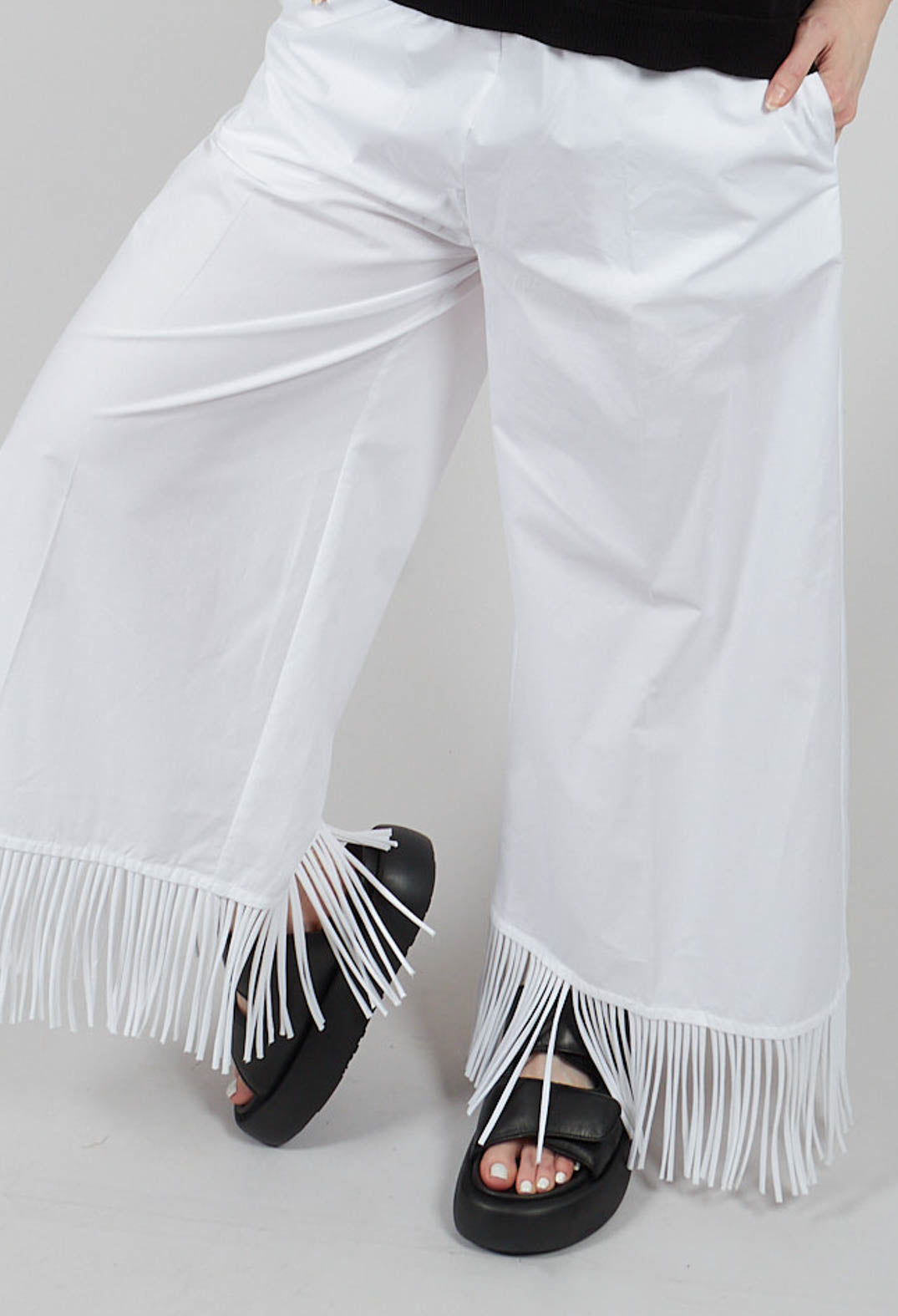 Fringed Trouser in Off White