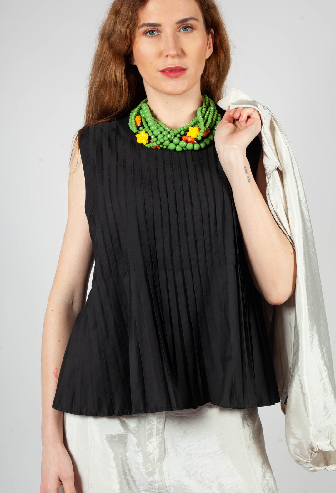 Pleated Top in Nero