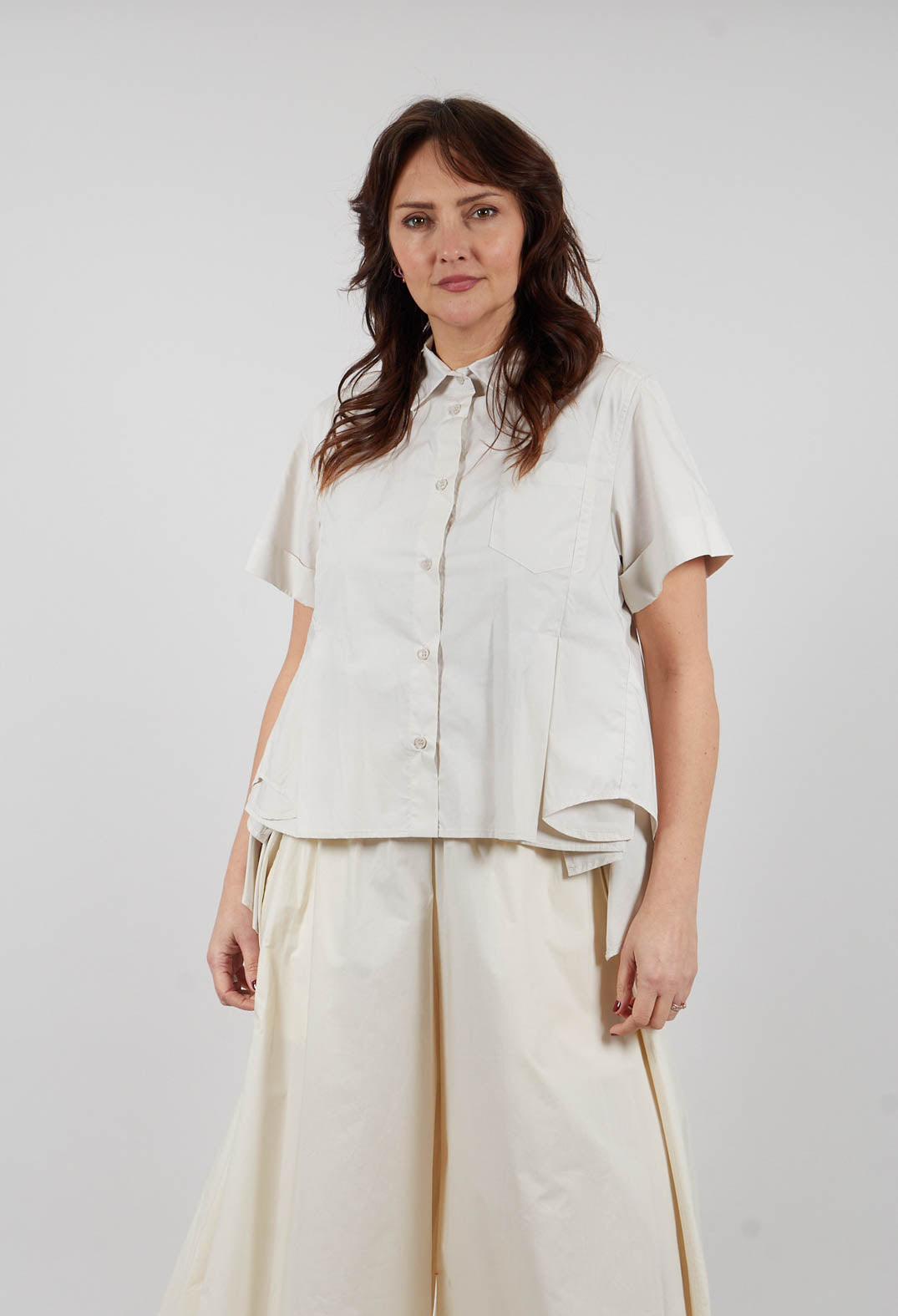 Frill Hem Shirt in Oyster