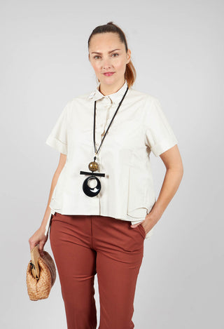 Frill Hem Shirt in Oyster