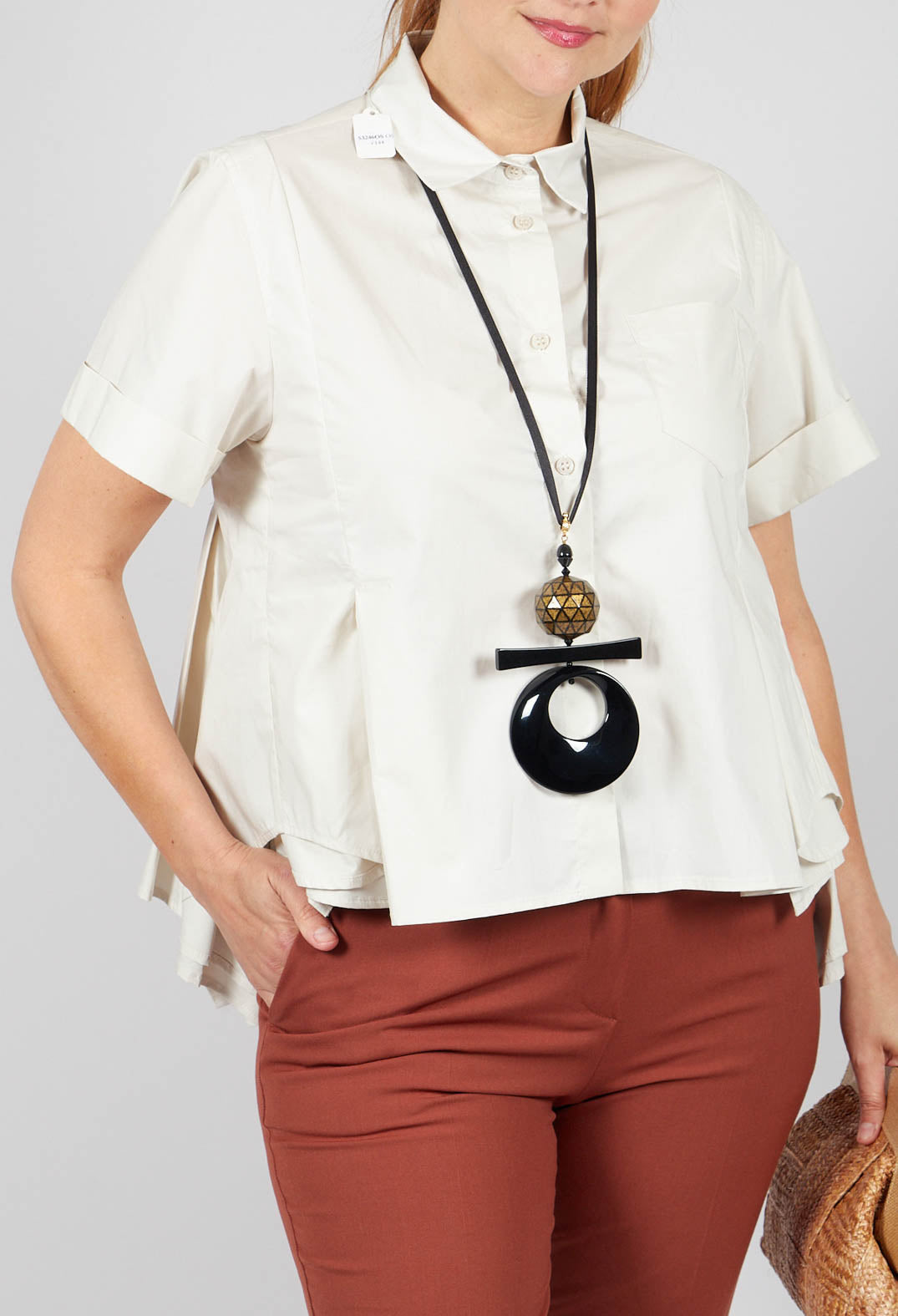 Frill Hem Shirt in Oyster