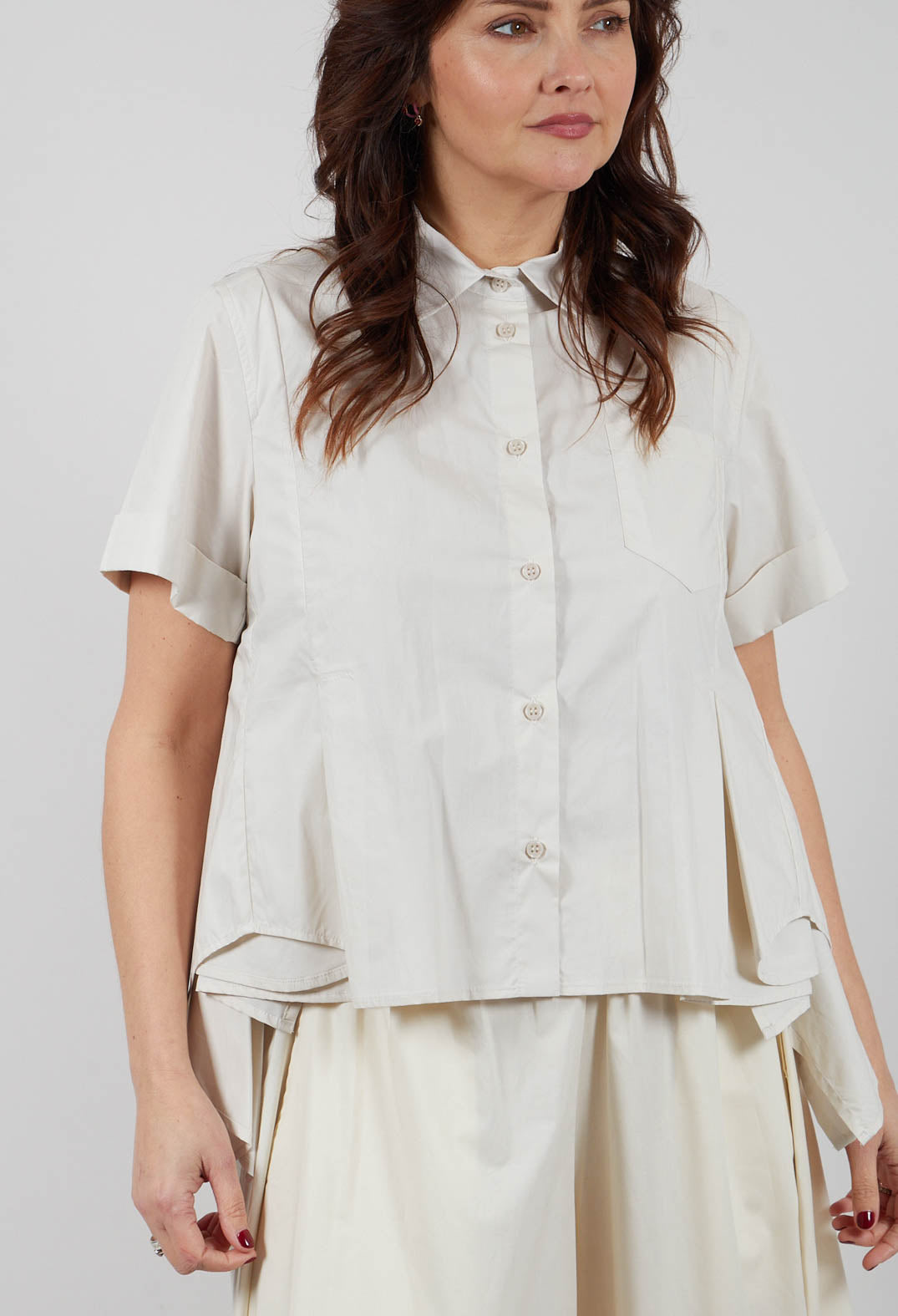 Frill Hem Shirt in Oyster