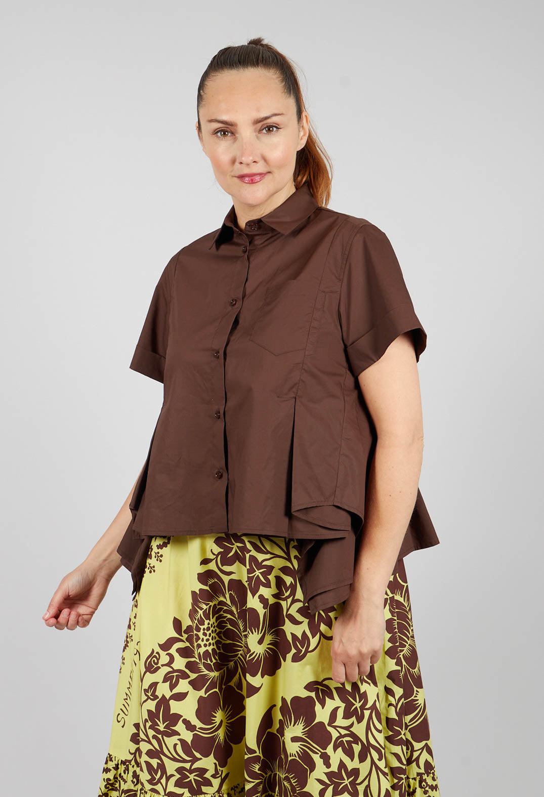 Frill Hem Shirt in Licorice