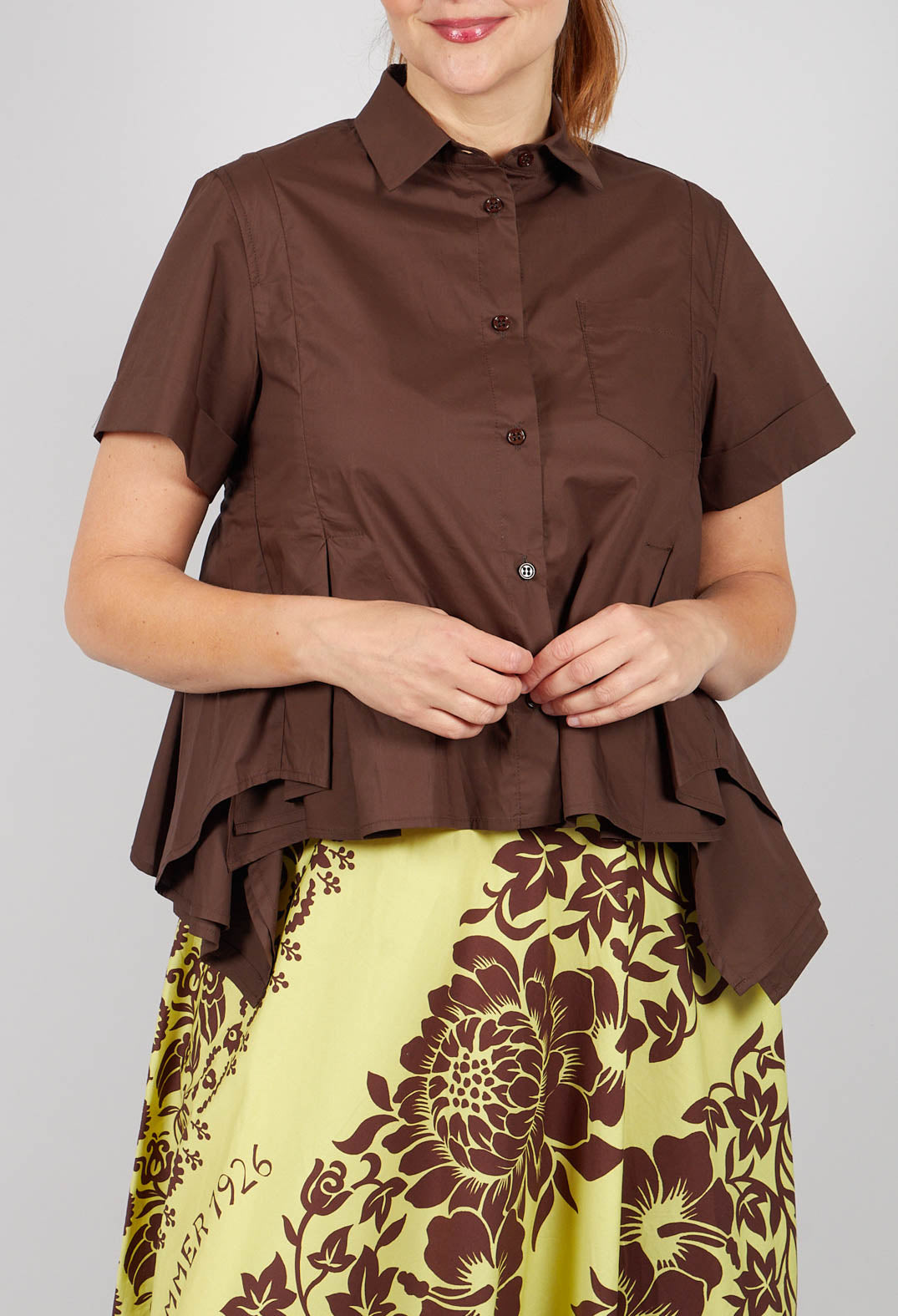 Frill Hem Shirt in Licorice