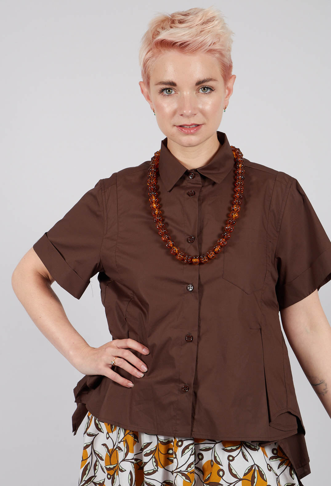 Frill Hem Shirt in Licorice