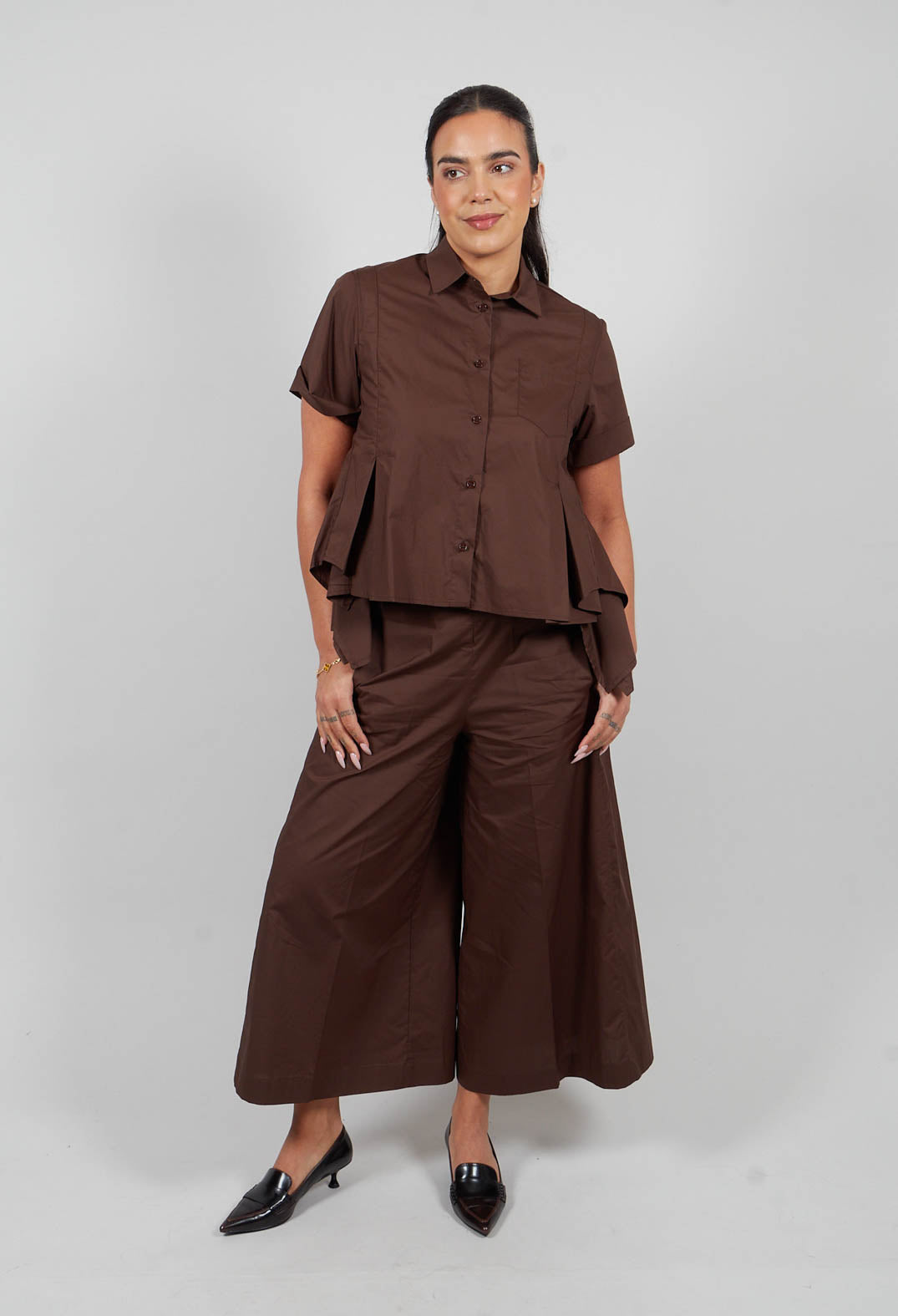 Frill Hem Shirt in Licorice