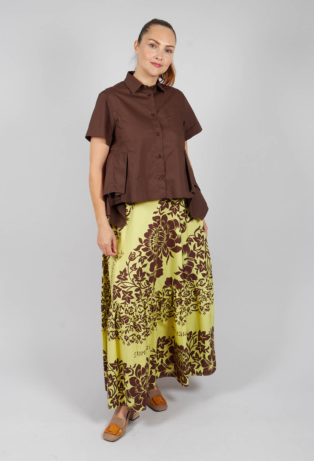 Frill Hem Shirt in Licorice