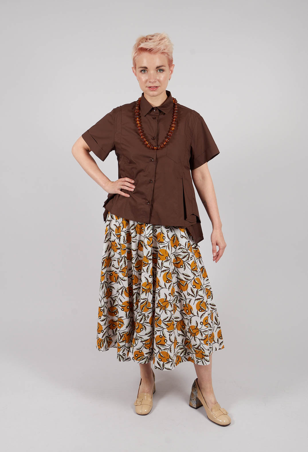 Frill Hem Shirt in Licorice