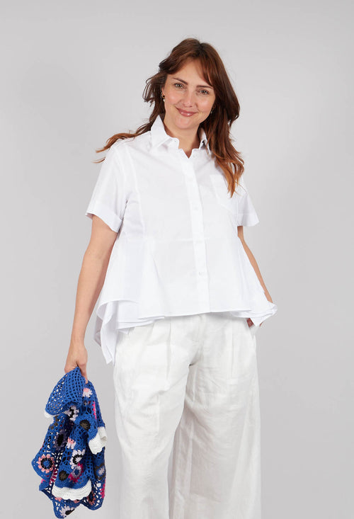 Frill Hem Shirt in Off White