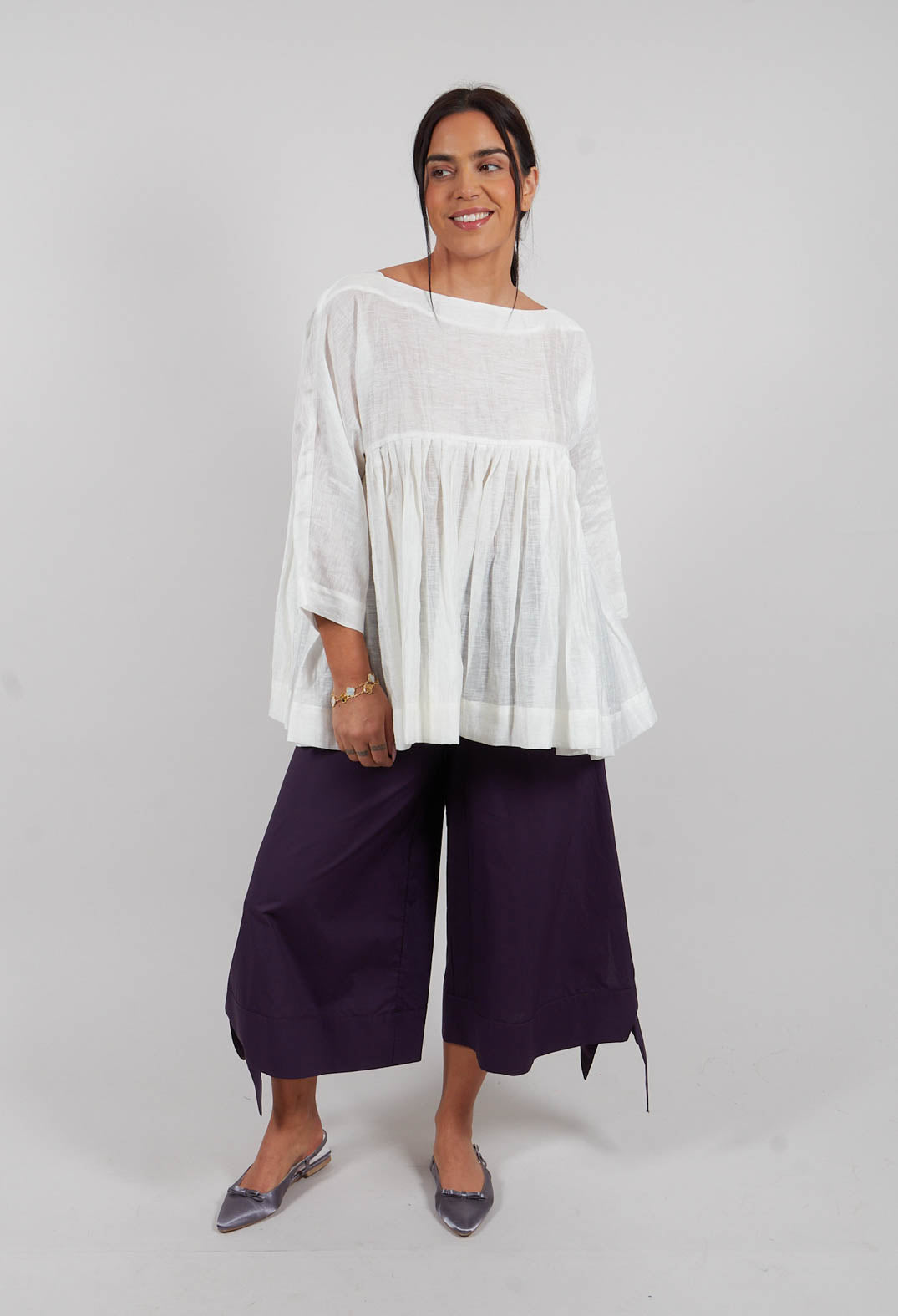 Long Sleeve Smock in Off White