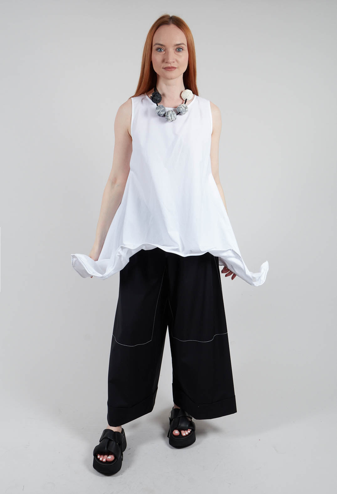 Tie Waist Pants in Nero and Off White