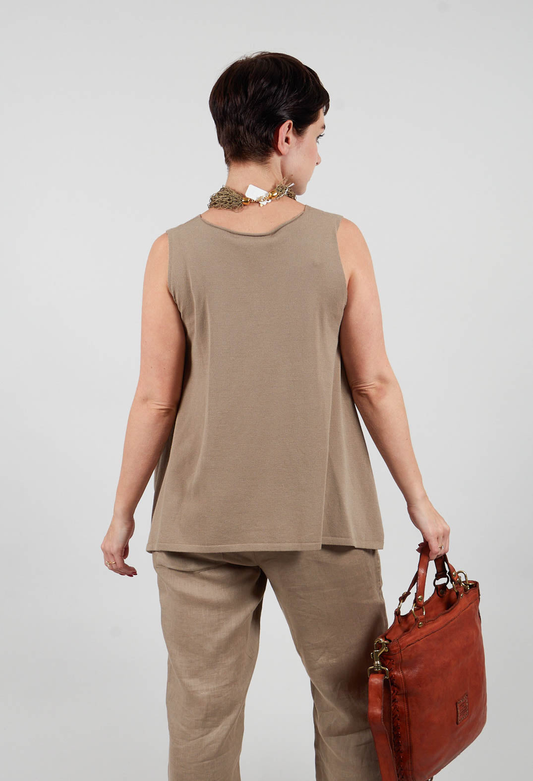 V Neck Vest in Taupe