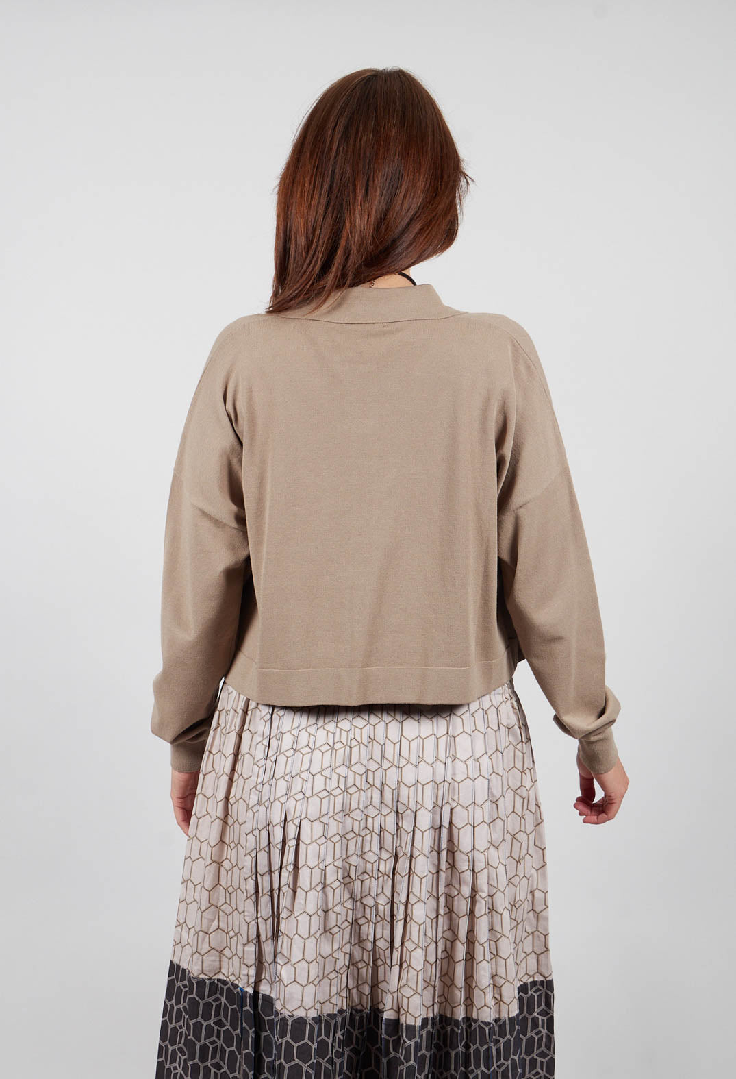 Cropped Cardigan in Taupe