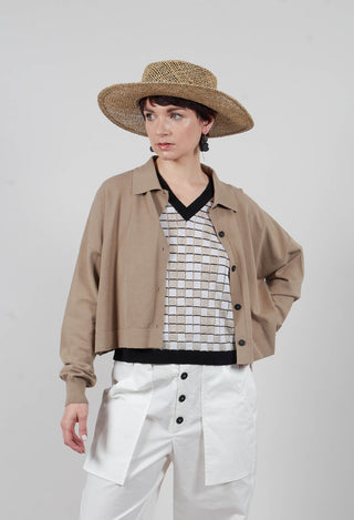 Cropped Cardigan in Taupe