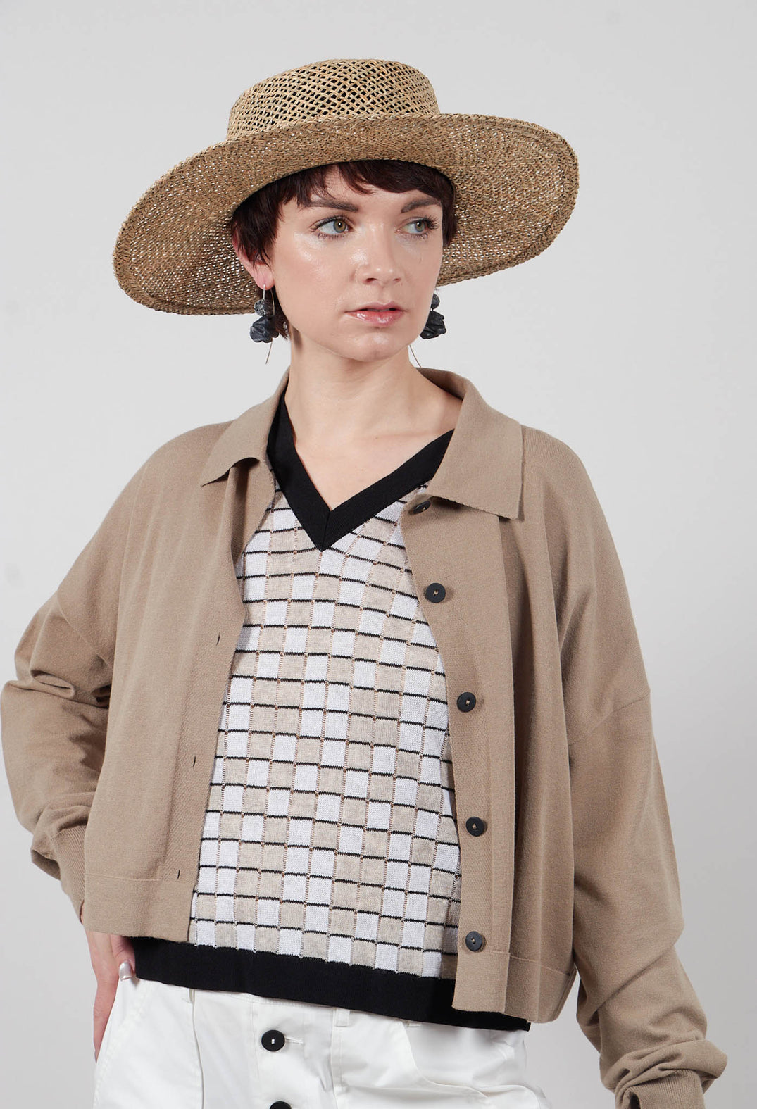 Cropped Cardigan in Taupe