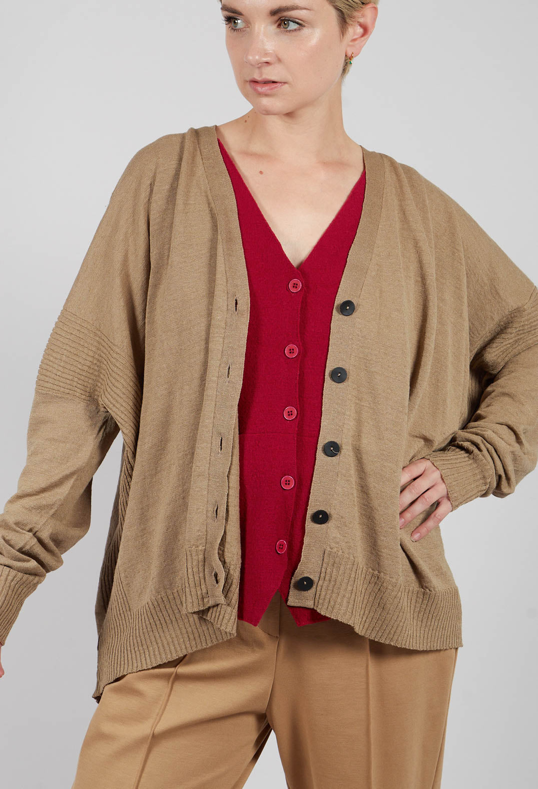 Slouch Fit Cardigan in Taupe