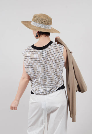 V Neck Check Vest in White