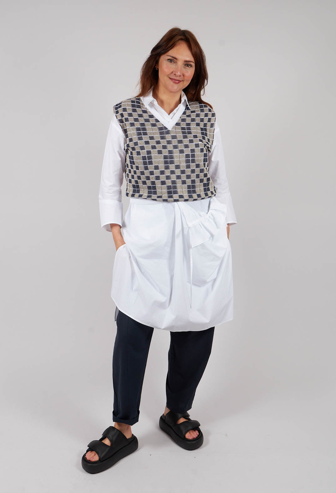 Long Shirt with Ruffles in White