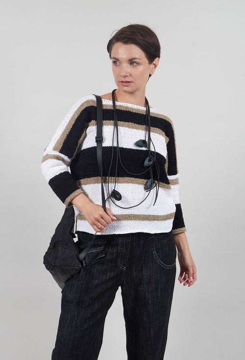 Wide Stripe Jumper in Taupe