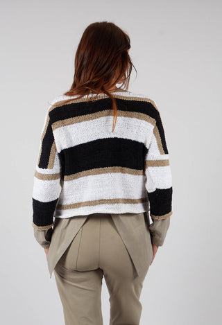Wide Stripe Jumper in Taupe