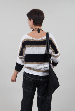 Wide Stripe Jumper in Taupe