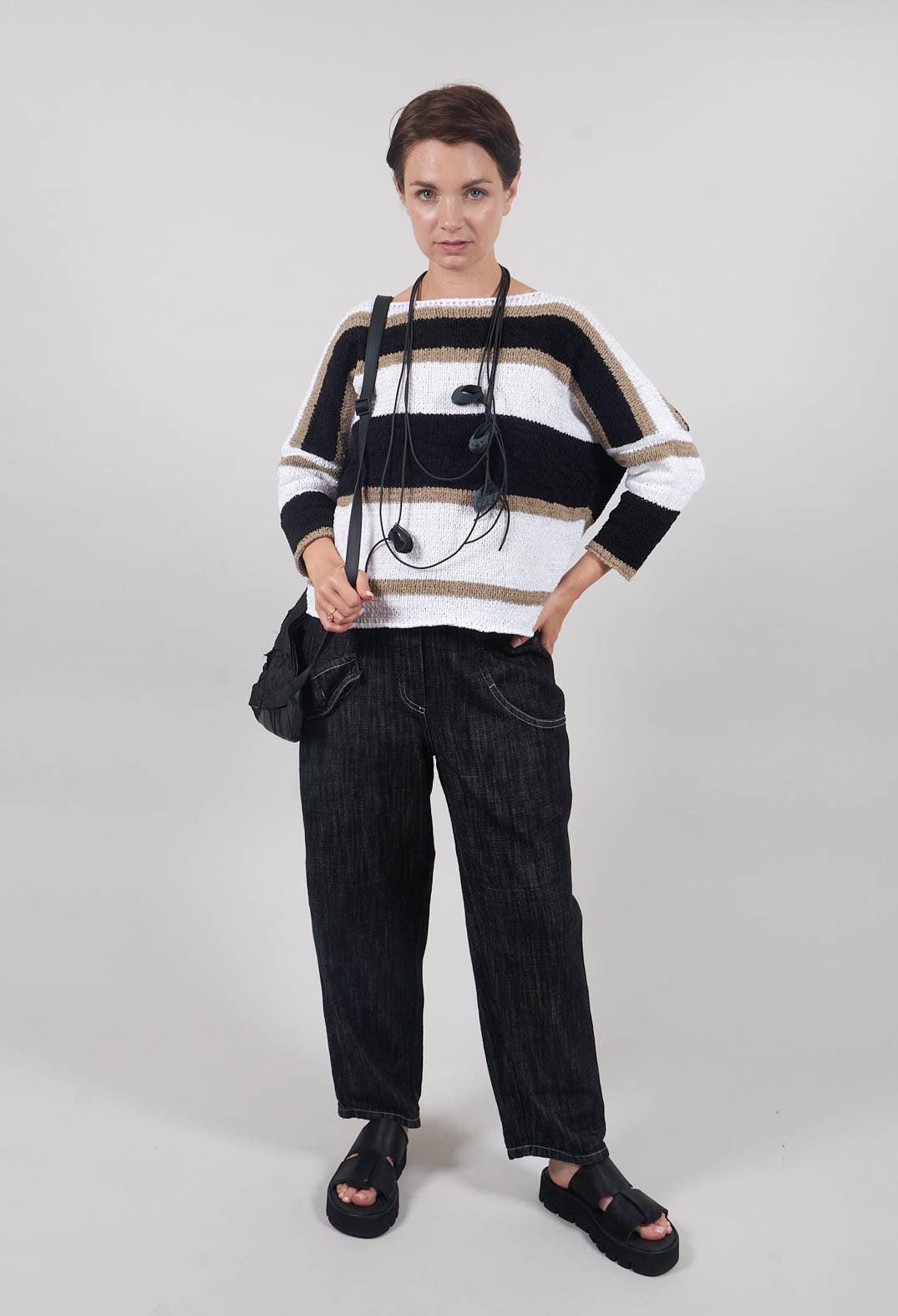 Denim Style Trousers in Black