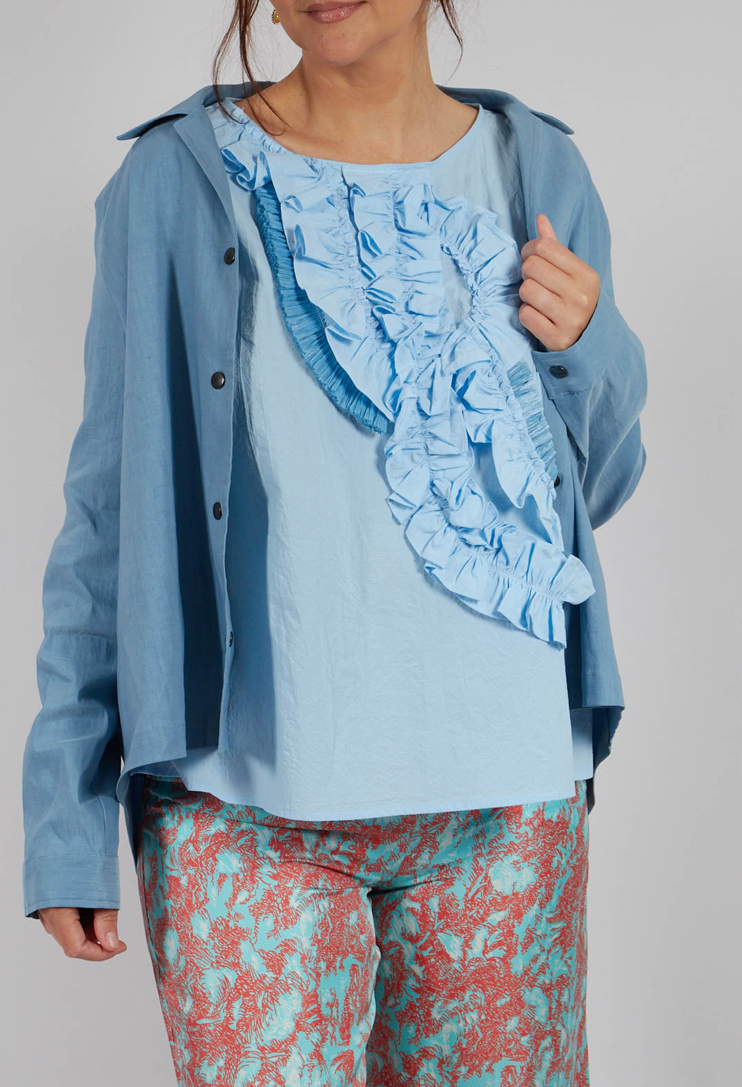 Shirt Jacket in Medium Blue