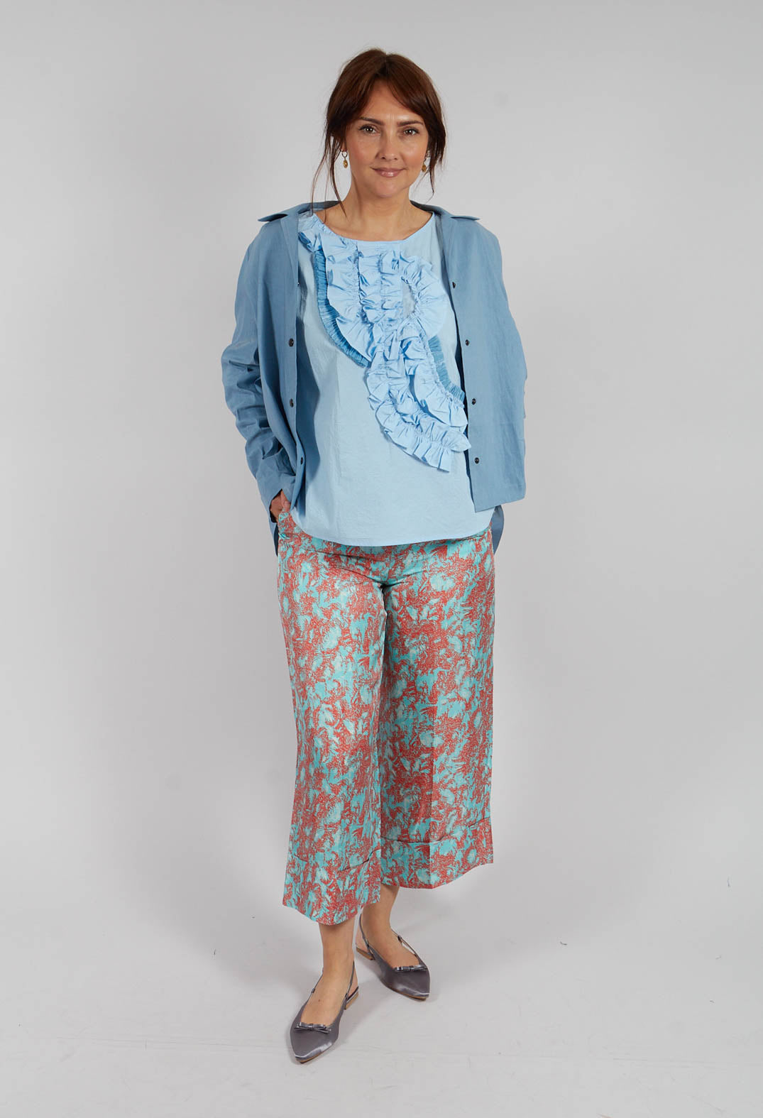 Top with Ruffle and Raffia Detail in Open Air