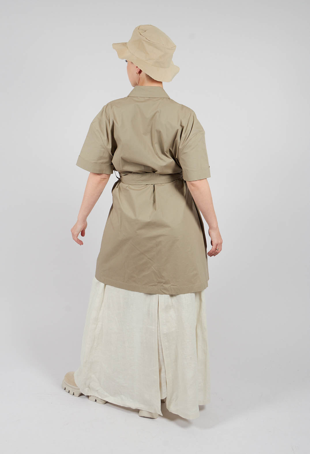 Double Breasted Shirt Dress in Taupe