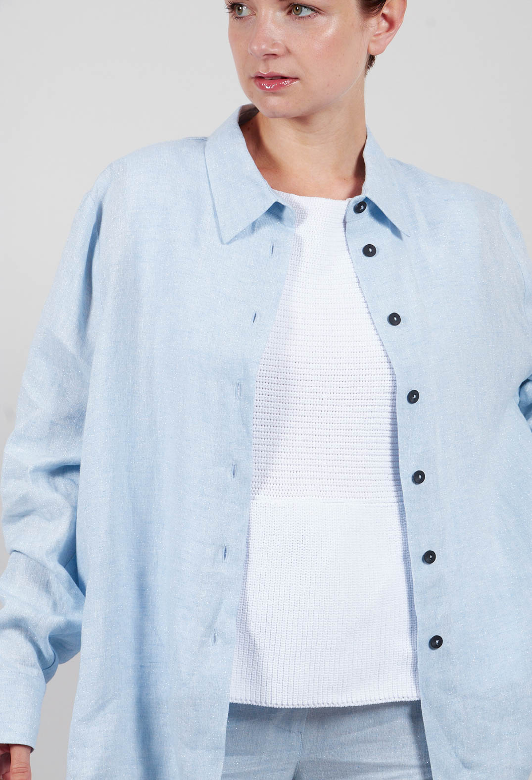 Metallic Shirt in Light Blue