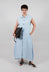Metallic Midi Dress in Light Blue