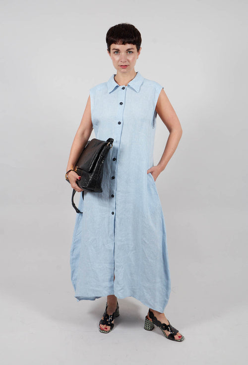 Metallic Midi Dress in Light Blue