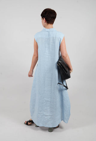 Metallic Midi Dress in Light Blue
