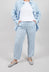 Sarah Pacini Metallic Trousers in Light Blue - Olivia May