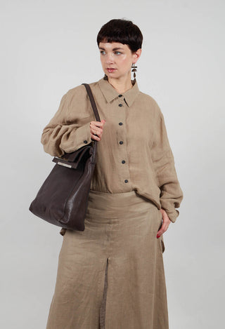 Long Sleeve Linen Shirt in Taupe