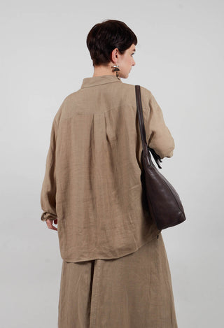 Long Sleeve Linen Shirt in Taupe