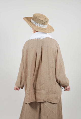 Long Sleeve Linen Shirt in Taupe