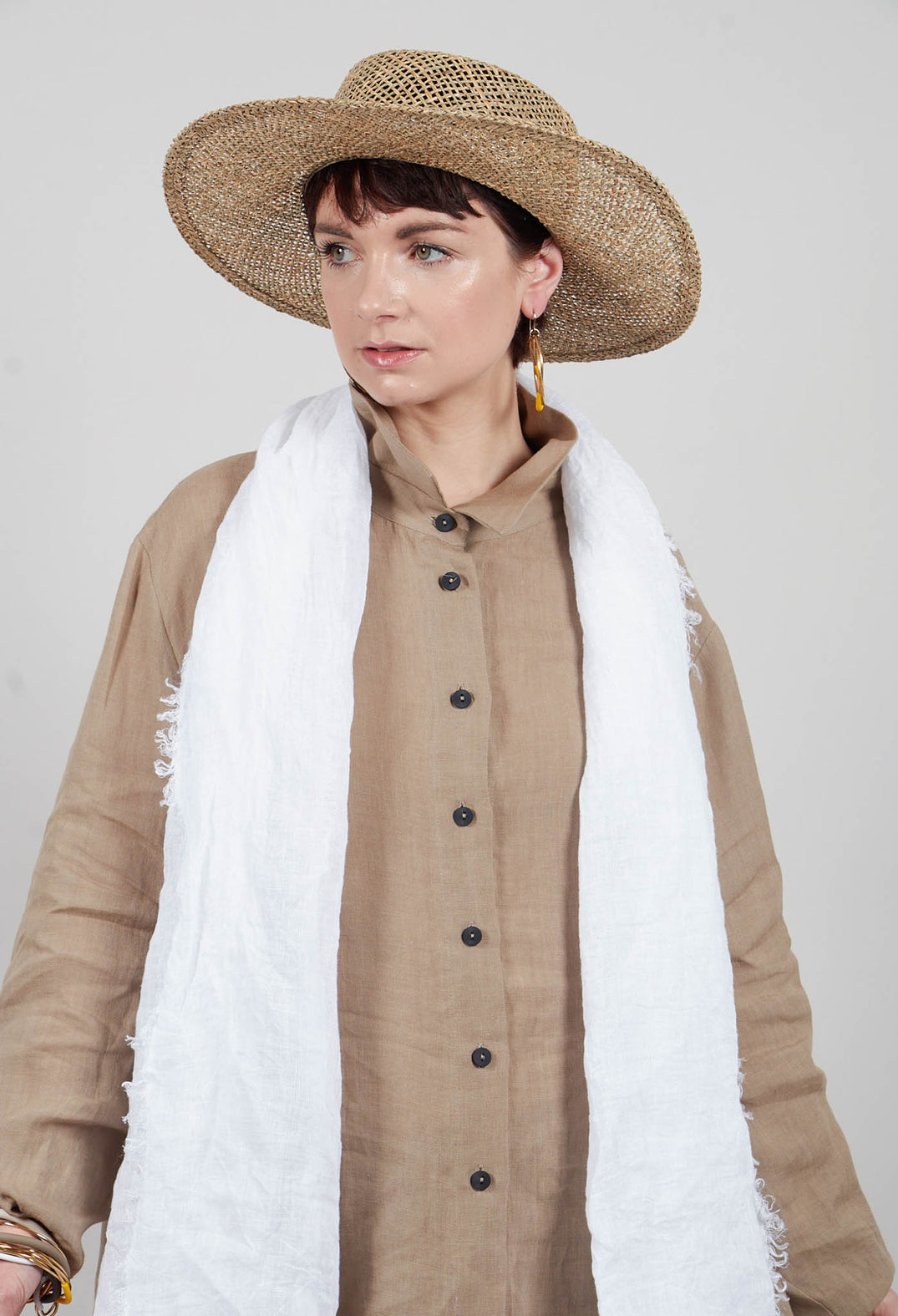 Long Sleeve Linen Shirt in Taupe