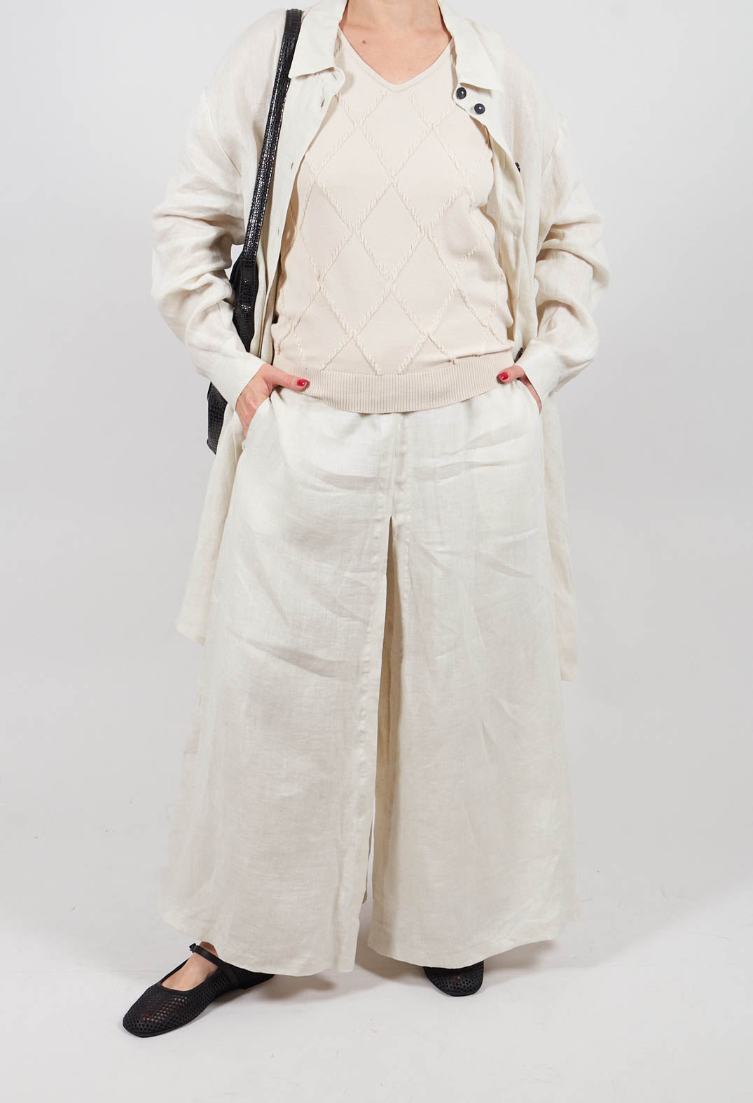 Wide Leg Trouser in Greige