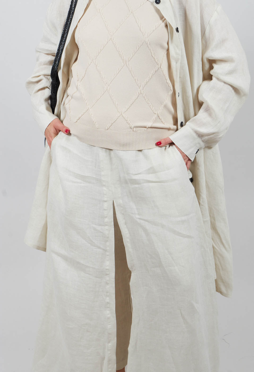 Wide Leg Trouser in Greige