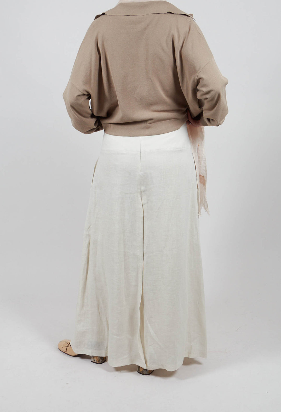 Wide Leg Trouser in Greige