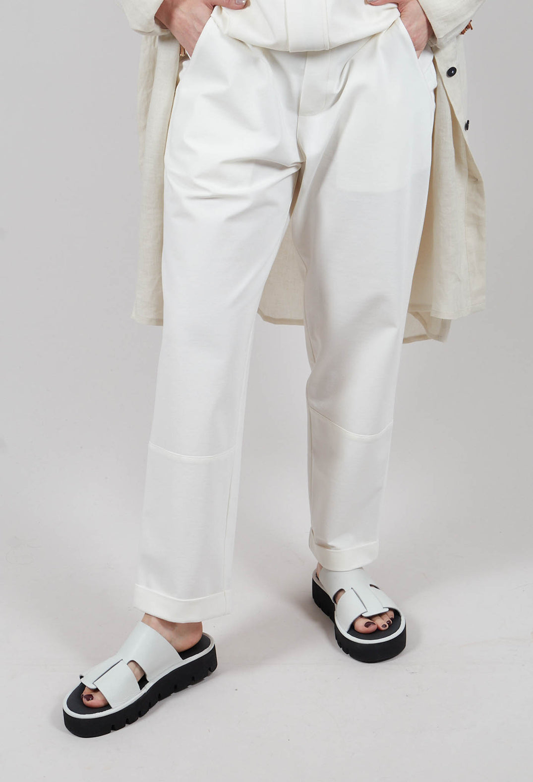 Slim Fit Trouser in Off White