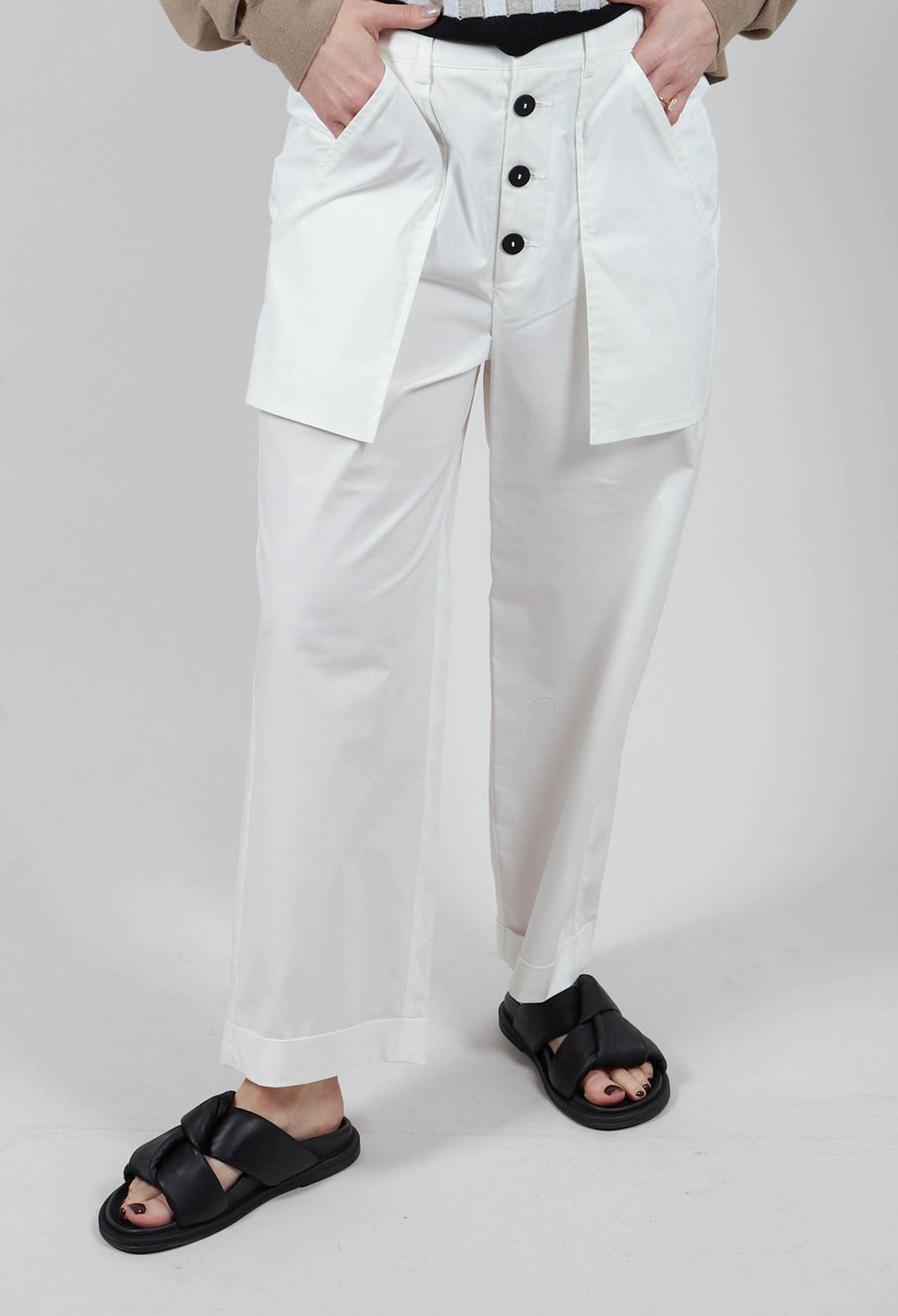 High Waist Trouser in Off White
