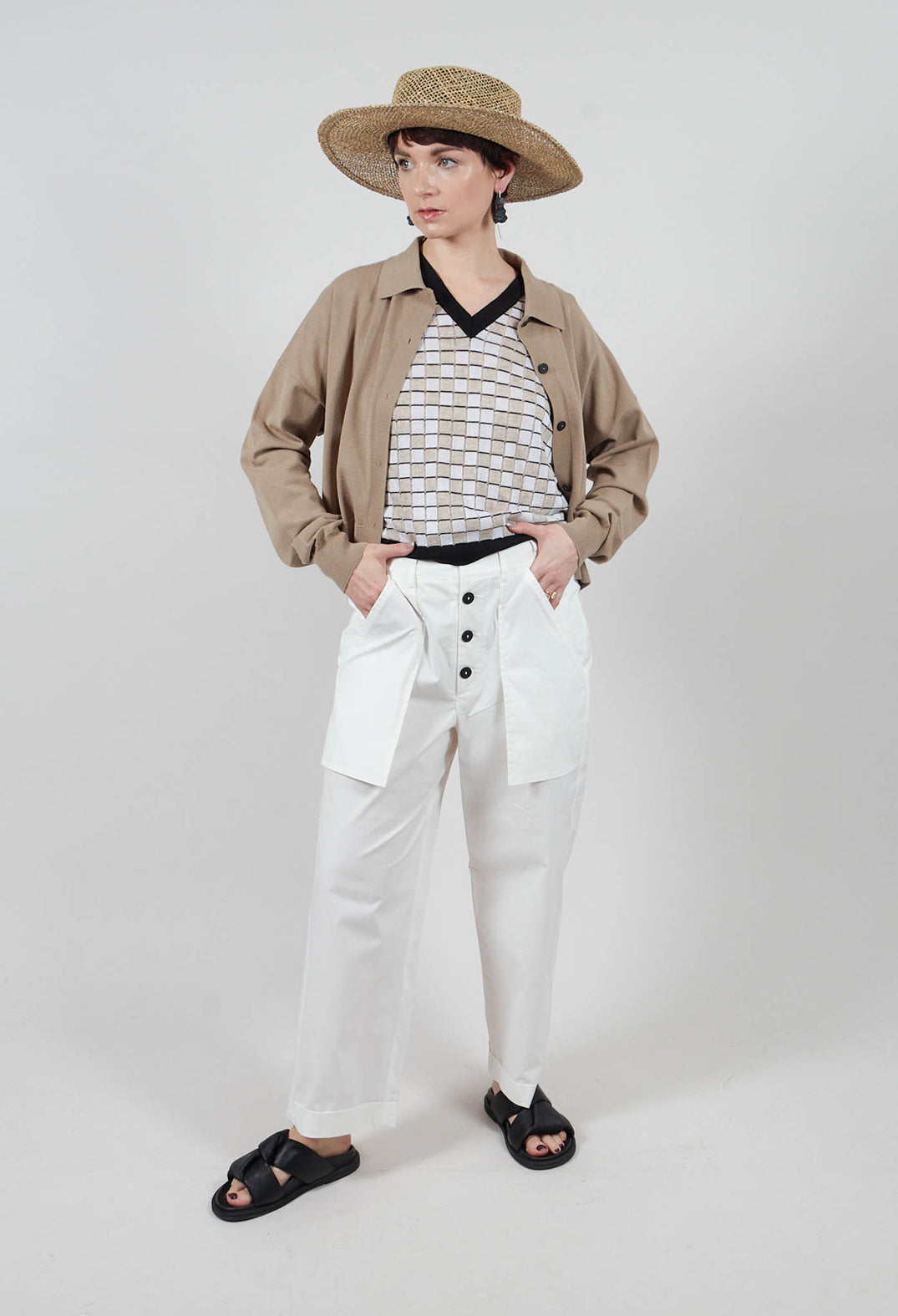 High Waist Trouser in Off White